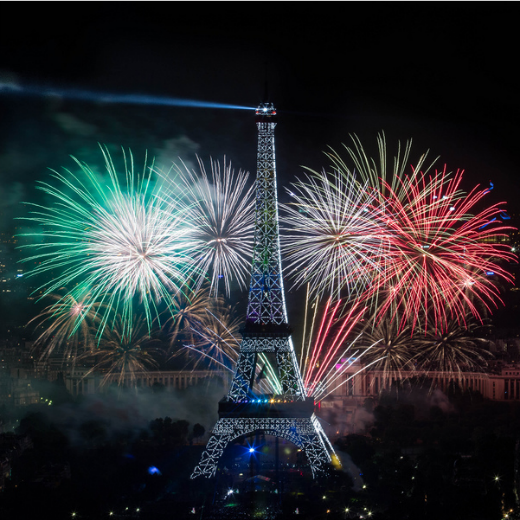 Feu d'artifice du 14-Juillet à Paris : au pied de la tour Eiffel