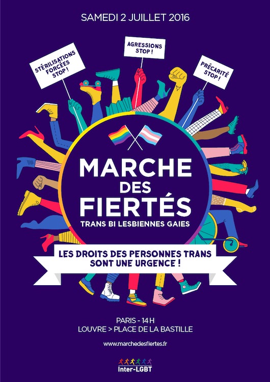 La Marche des Fiertés (Gay Pride) à Paris le 2 juillet 2016