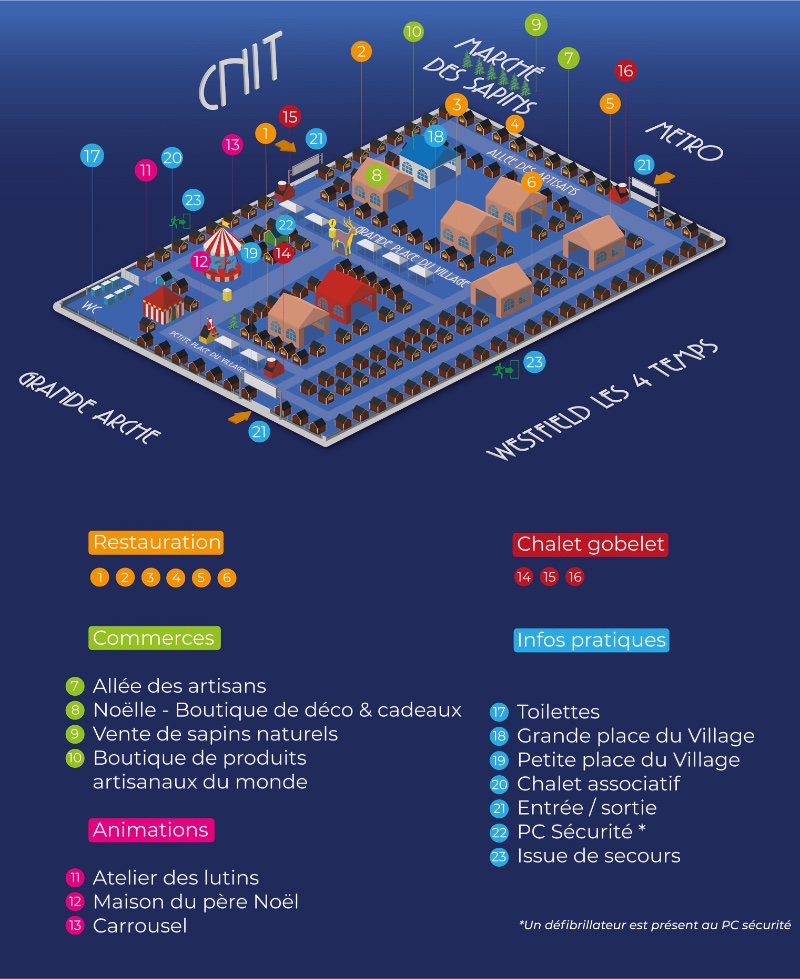 Plan du Marché de Noël de La Défense 2023